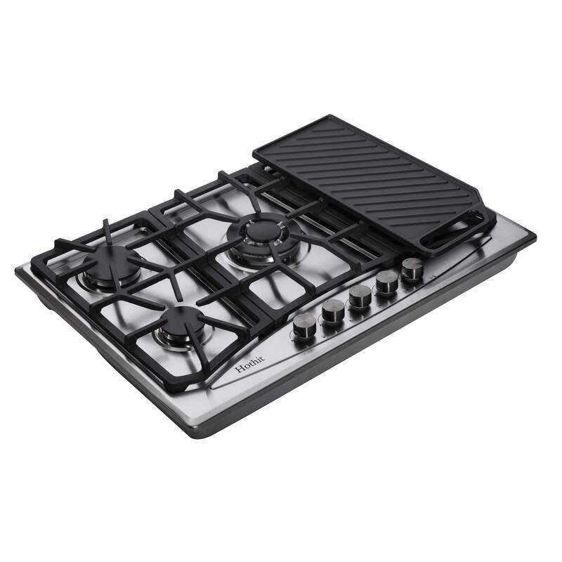 Gas Cooktop 30" Inch with Griddle, 5 Burner Builtin Stainless Steel